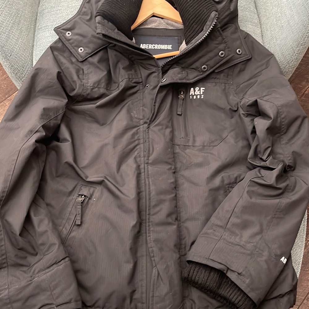Men's Abercrombie & Fitch All Weather Hooded Jacket - Black Size Large